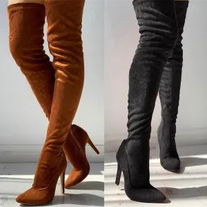 2019 Marke Groß große Größen 32-48 Damenschuhe Stiefel schlanke High Heels Over-The-Knee-Stiefel Frau Rot Schwarz Partyschuhe Damen Fashion Nova Schuhe