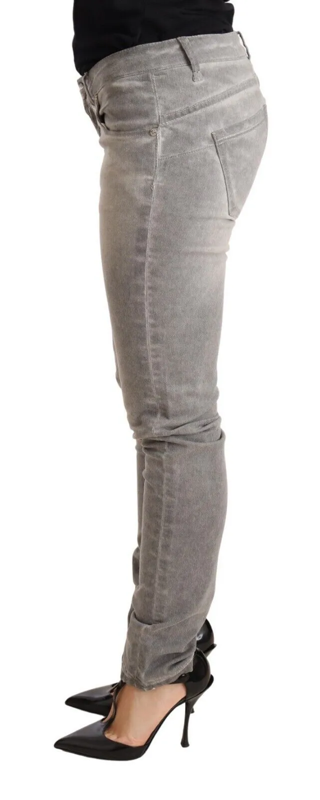 Acht Gewaschener Baumwoll-Slim Fit blaue Damenhose Damenjeans