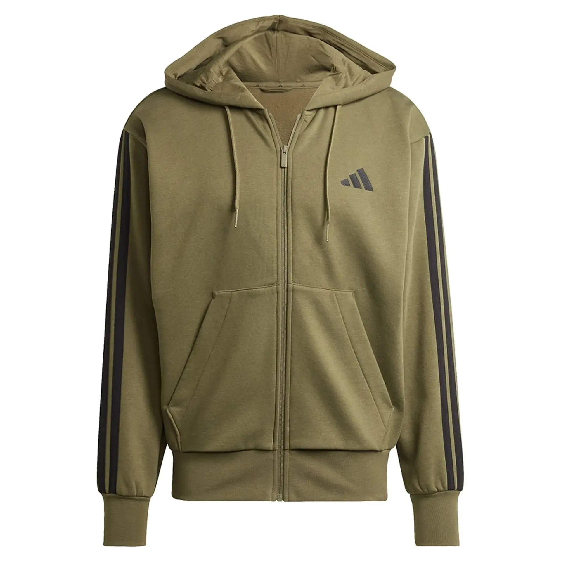 ADIDAS HERREN 3-STRIPE OLIV FLIESE JACKE