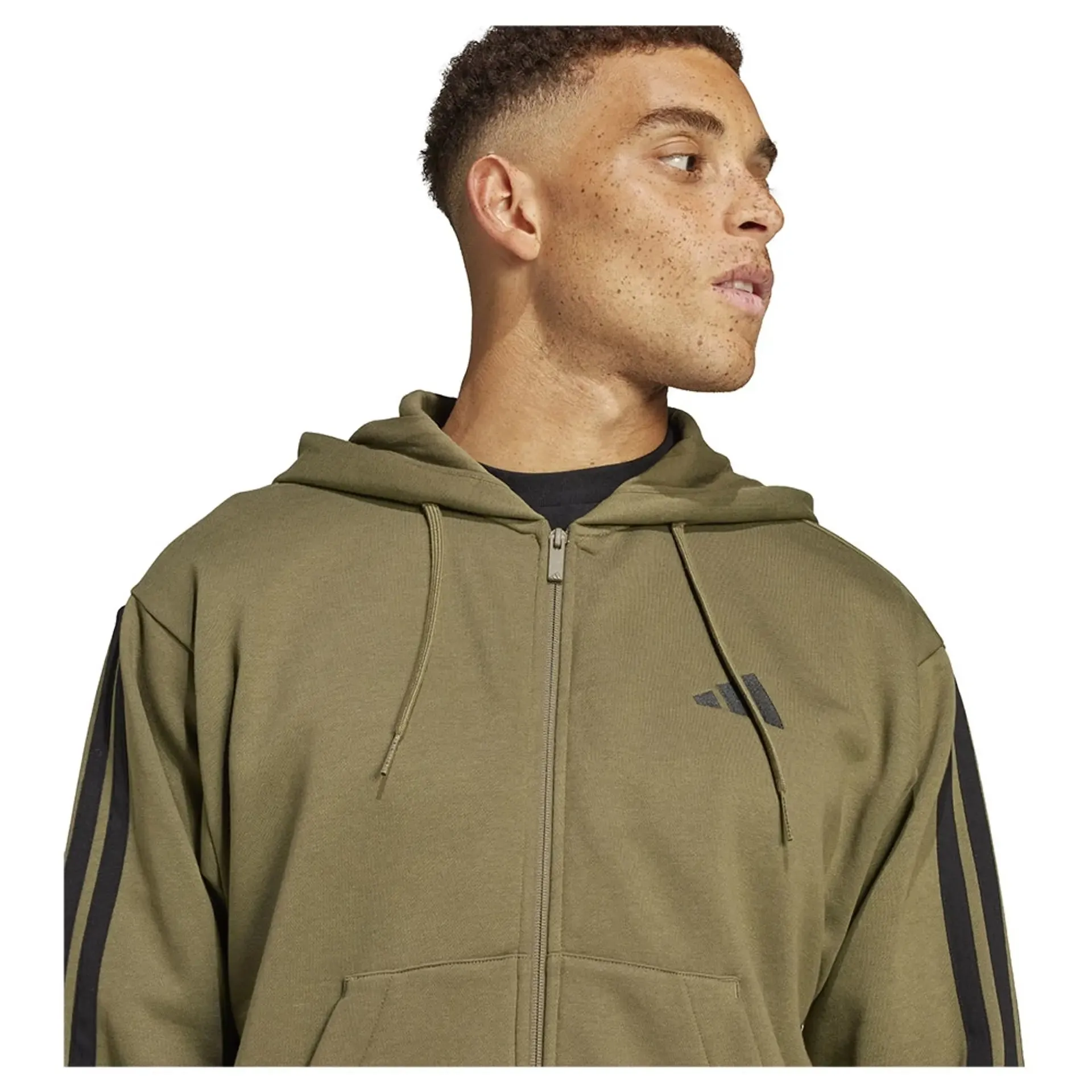ADIDAS HERREN 3-STRIPE OLIV FLIESE JACKE
