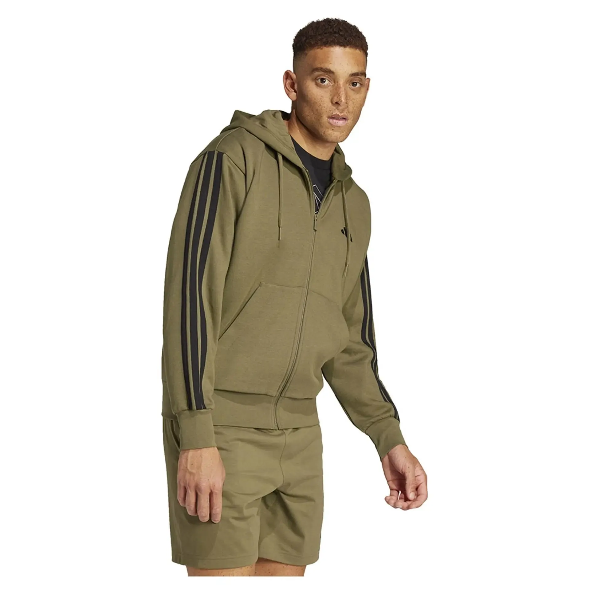 ADIDAS HERREN 3-STRIPE OLIV FLIESE JACKE