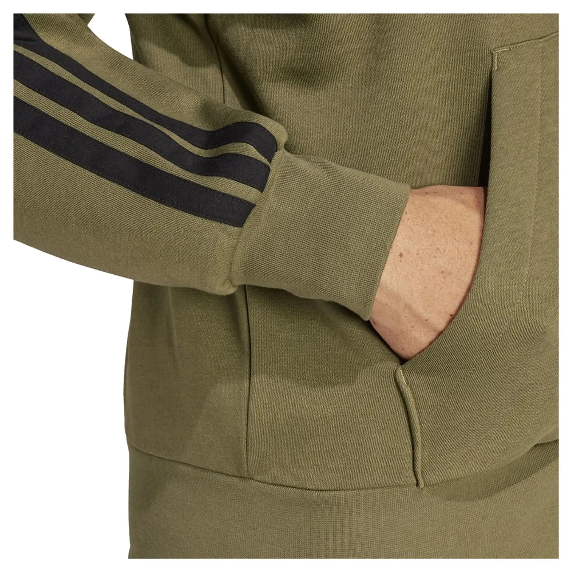 ADIDAS HERREN 3-STRIPE OLIV FLIESE JACKE