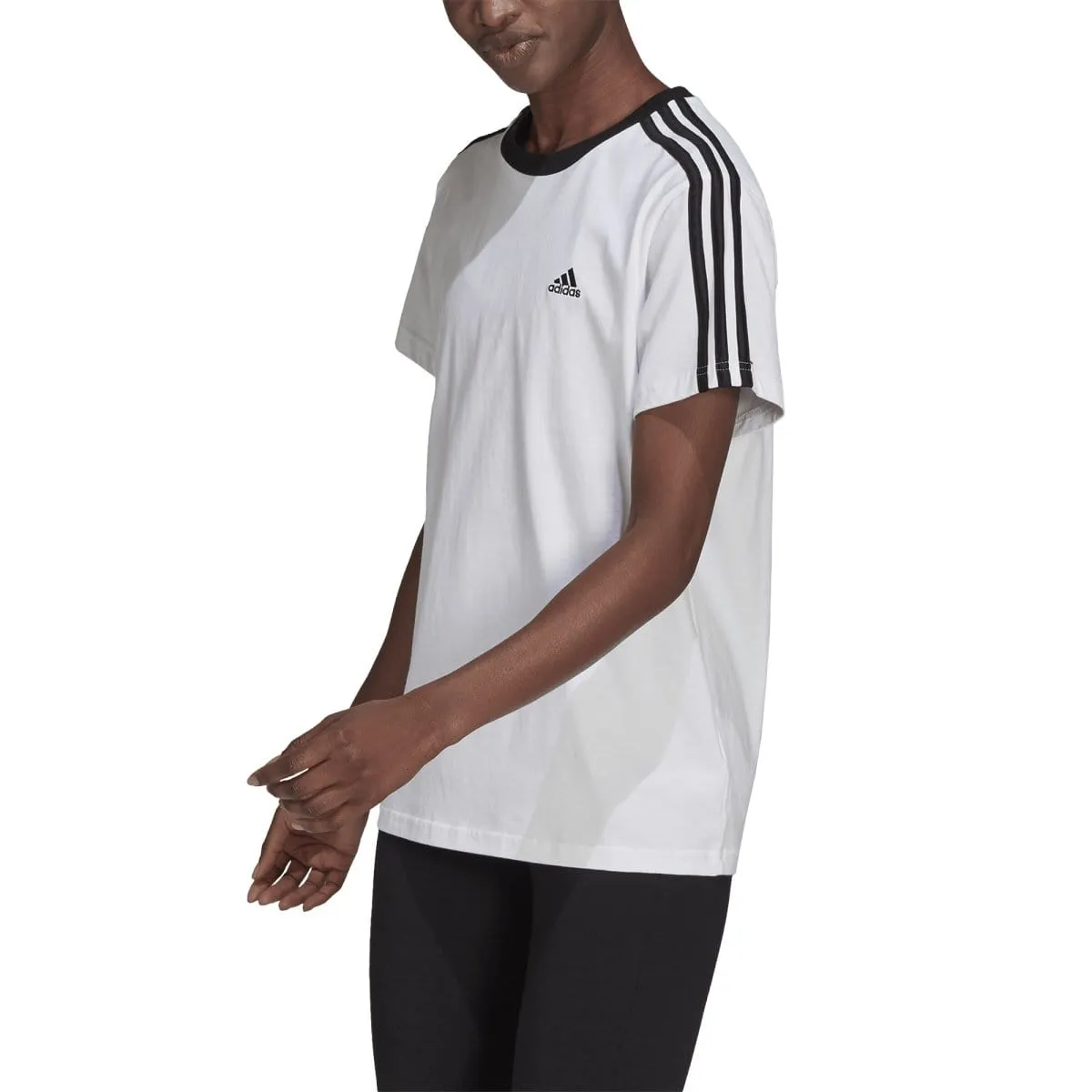 ADIDAS DAMEN ESSENTIALS 3-STRIPEN WEIßES T-SHIRT
