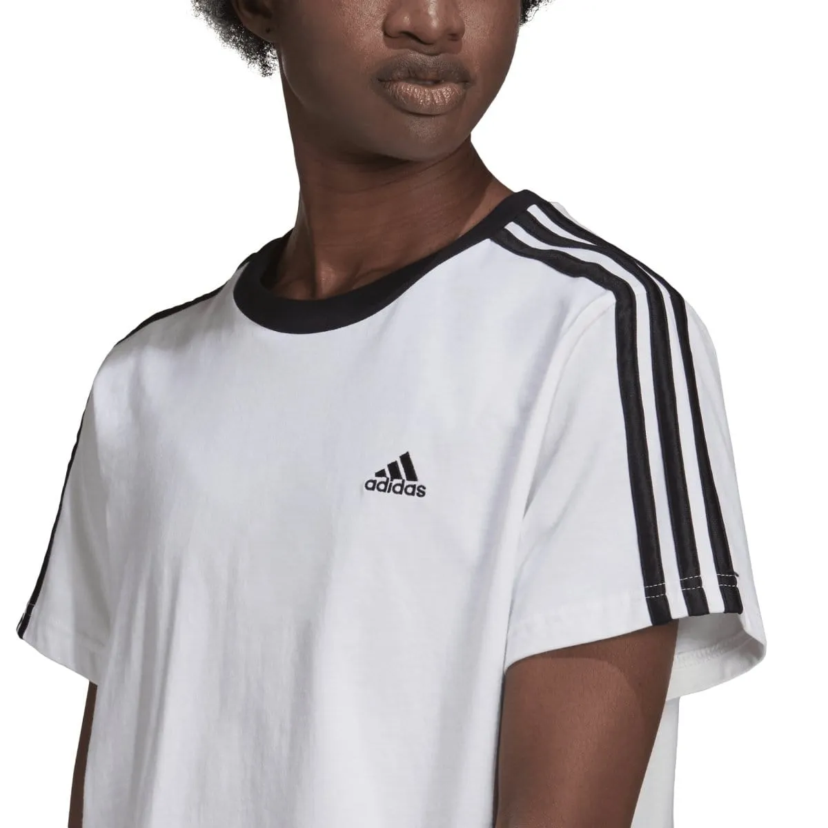 ADIDAS DAMEN ESSENTIALS 3-STRIPEN WEIßES T-SHIRT