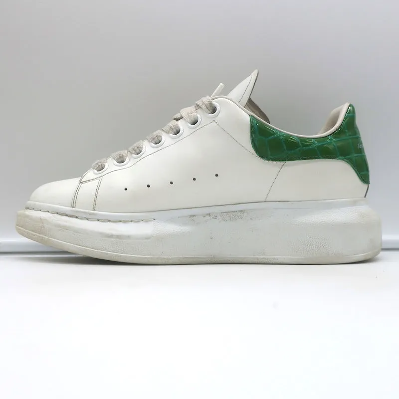 Alexander McQueen Übergroße Sneakers Weiß & Grün Crocodile-Print Leder Größe 37