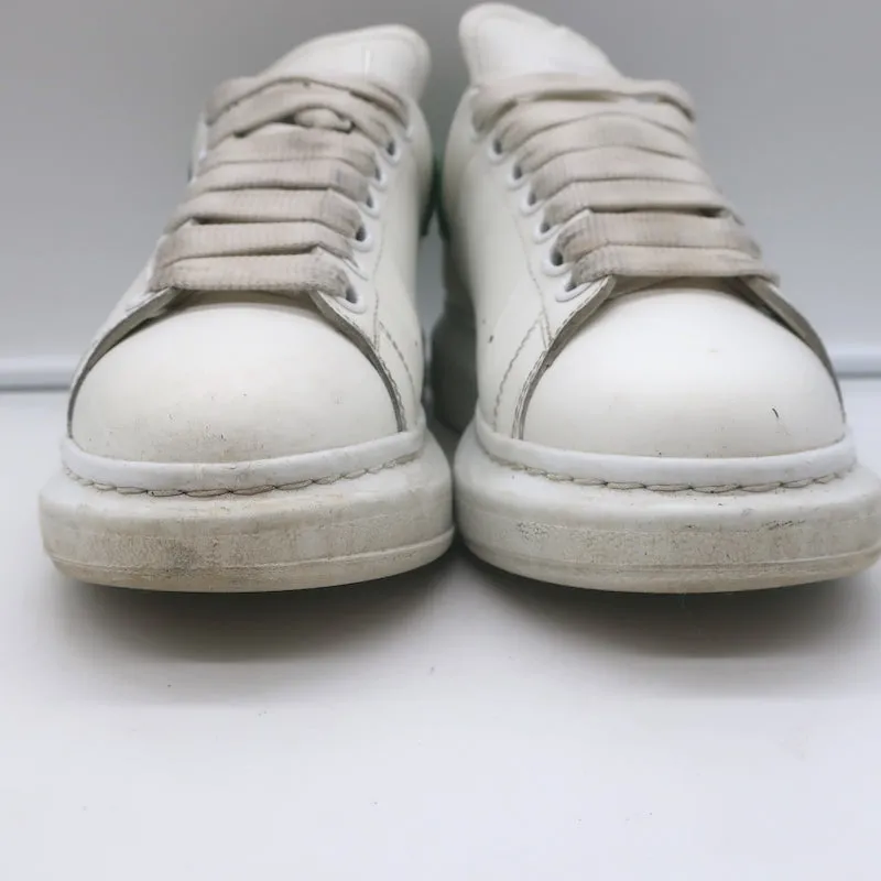 Alexander McQueen Übergroße Sneakers Weiß & Grün Crocodile-Print Leder Größe 37