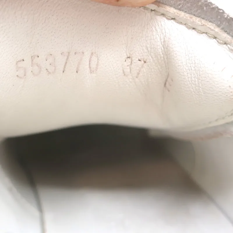 Alexander McQueen Übergroße Sneakers Weiß & Grün Crocodile-Print Leder Größe 37