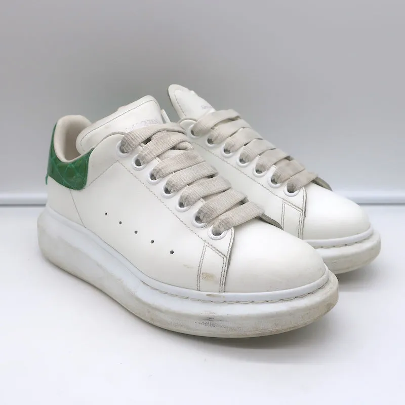 Alexander McQueen Übergroße Sneakers Weiß & Grün Crocodile-Print Leder Größe 37
