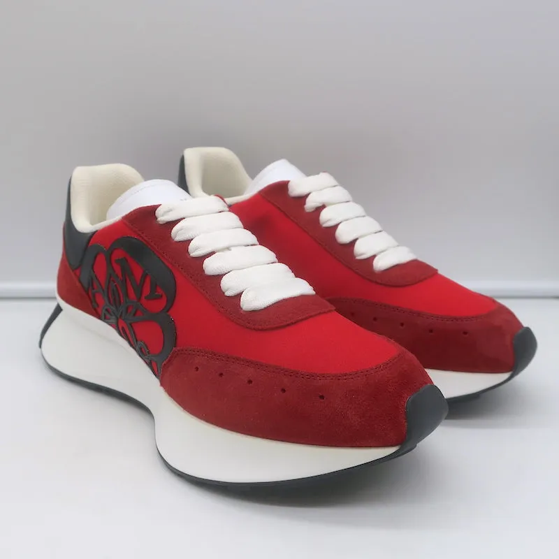 Alexander McQueen Sprint Runner Plateau-Sneakers Rot Wildleder Größe 40 NEU