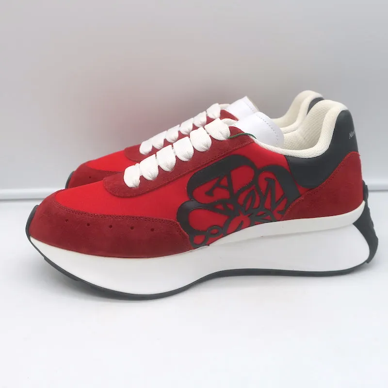 Alexander McQueen Sprint Runner Plateau-Sneakers Rot Wildleder Größe 40 NEU