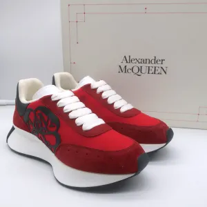 Alexander McQueen Sprint Runner Plateau-Sneakers Rot Wildleder Größe 40 NEU