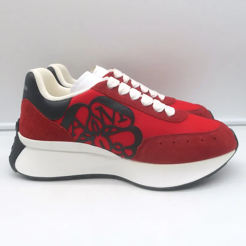 Alexander McQueen Sprint Runner Plateau-Sneakers Rot Wildleder Größe 40 NEU