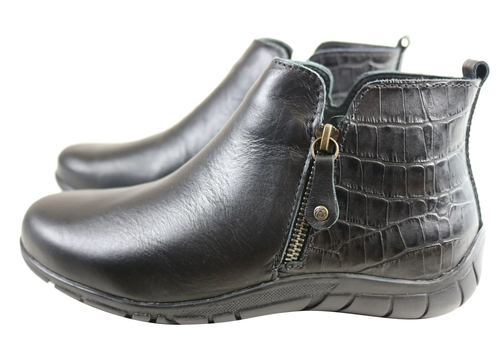 Andacco Central Damen Leder Bequeme Knöchelstiefel Hergestellt In Brasilien Andacco Schuhe