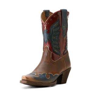 Ariat Damen Bravery Stiefel - Gebürstetes Frisches Denim/Freches Braun/Adler Stolz Ariat Schuhe