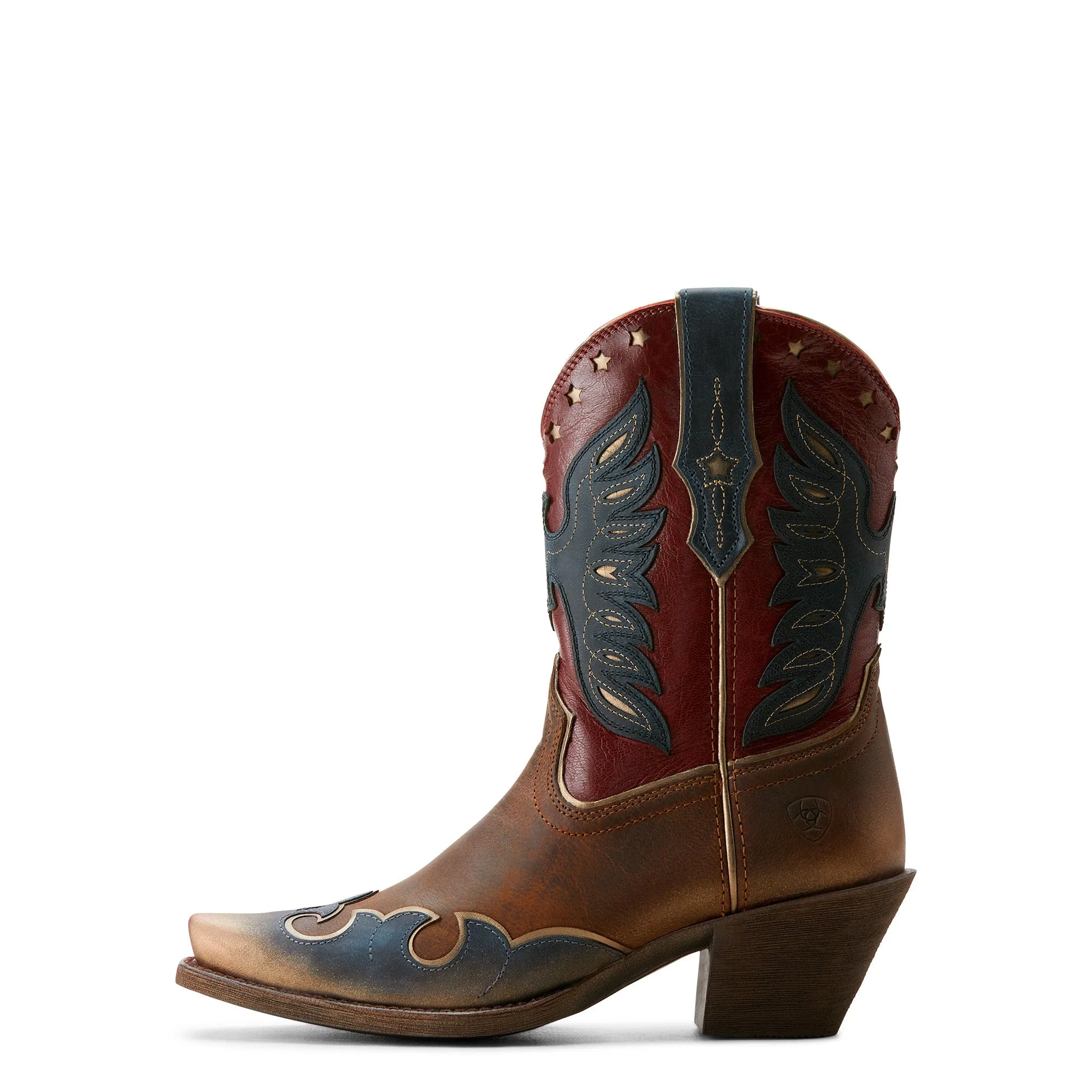 Ariat Damen Bravery Stiefel - Gebürstetes Frisches Denim/Freches Braun/Adler Stolz Ariat Schuhe