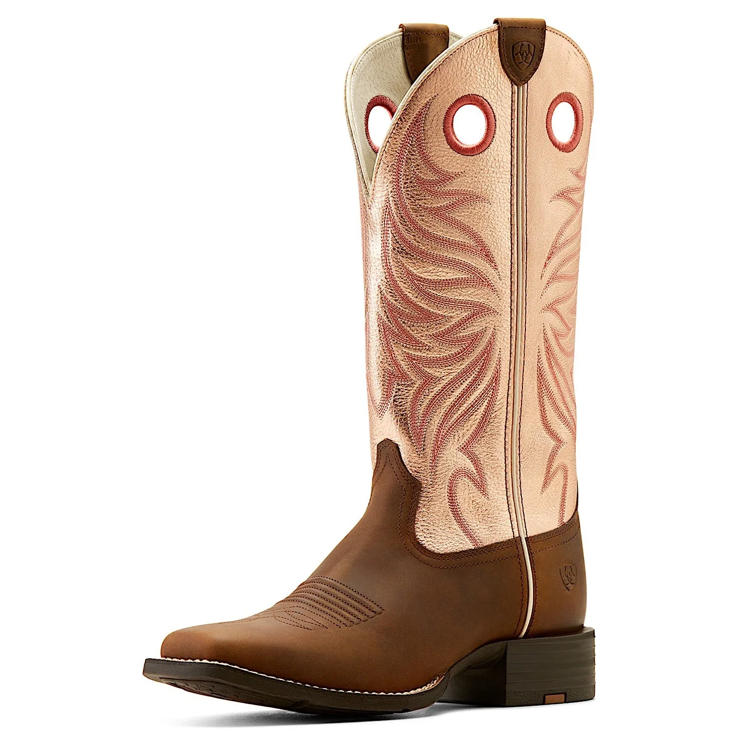 Ariat Damen Round Up Ryder Breite Quadratische Zehen Western Stiefel - Pink Ariat Schuhe