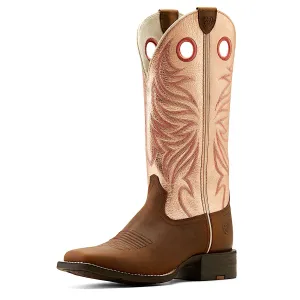 Ariat Damen Round Up Ryder Breite Quadratische Zehen Western Stiefel - Pink Ariat Schuhe