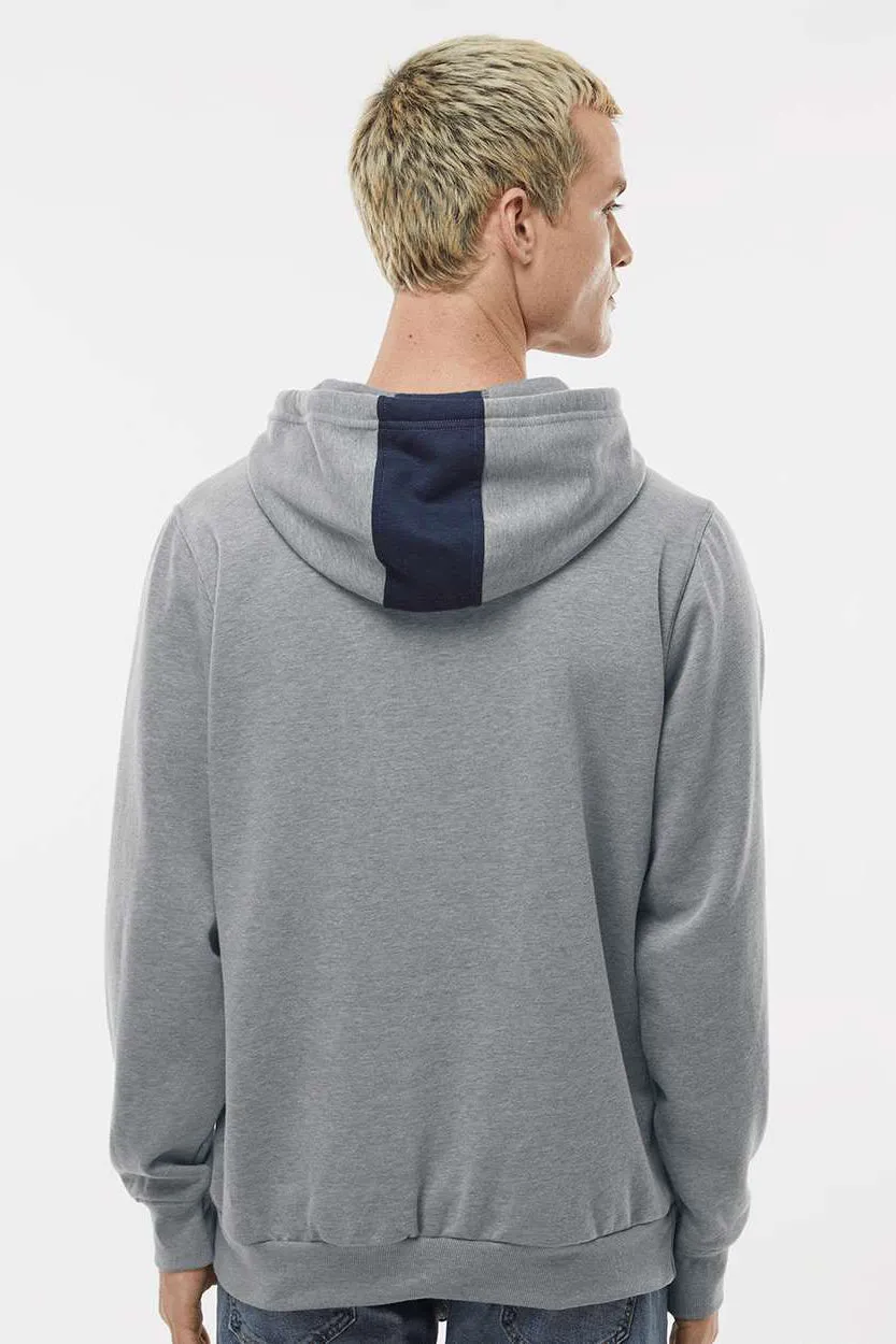 Augusta Sportswear Herren Eco Revive 3-Jahreszeiten Fleece Kapuzenpullover Hoodie mit Beuteltasche - Marineblau/Heather Grau
