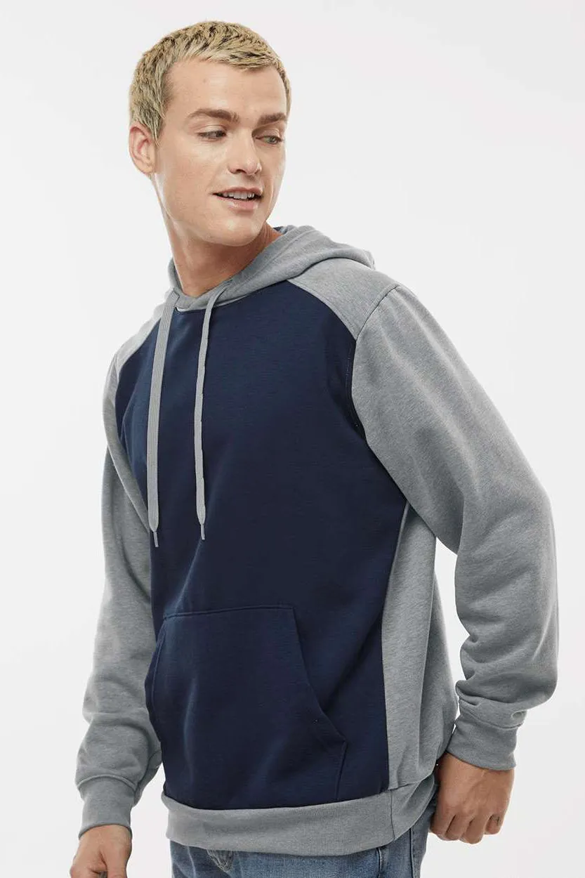 Augusta Sportswear Herren Eco Revive 3-Jahreszeiten Fleece Kapuzenpullover Hoodie mit Beuteltasche - Marineblau/Heather Grau