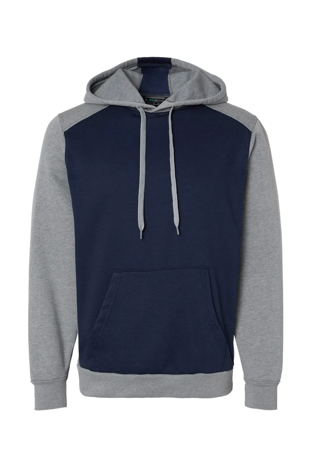 Augusta Sportswear Herren Eco Revive 3-Jahreszeiten Fleece Kapuzenpullover Hoodie mit Beuteltasche - Marineblau/Heather Grau