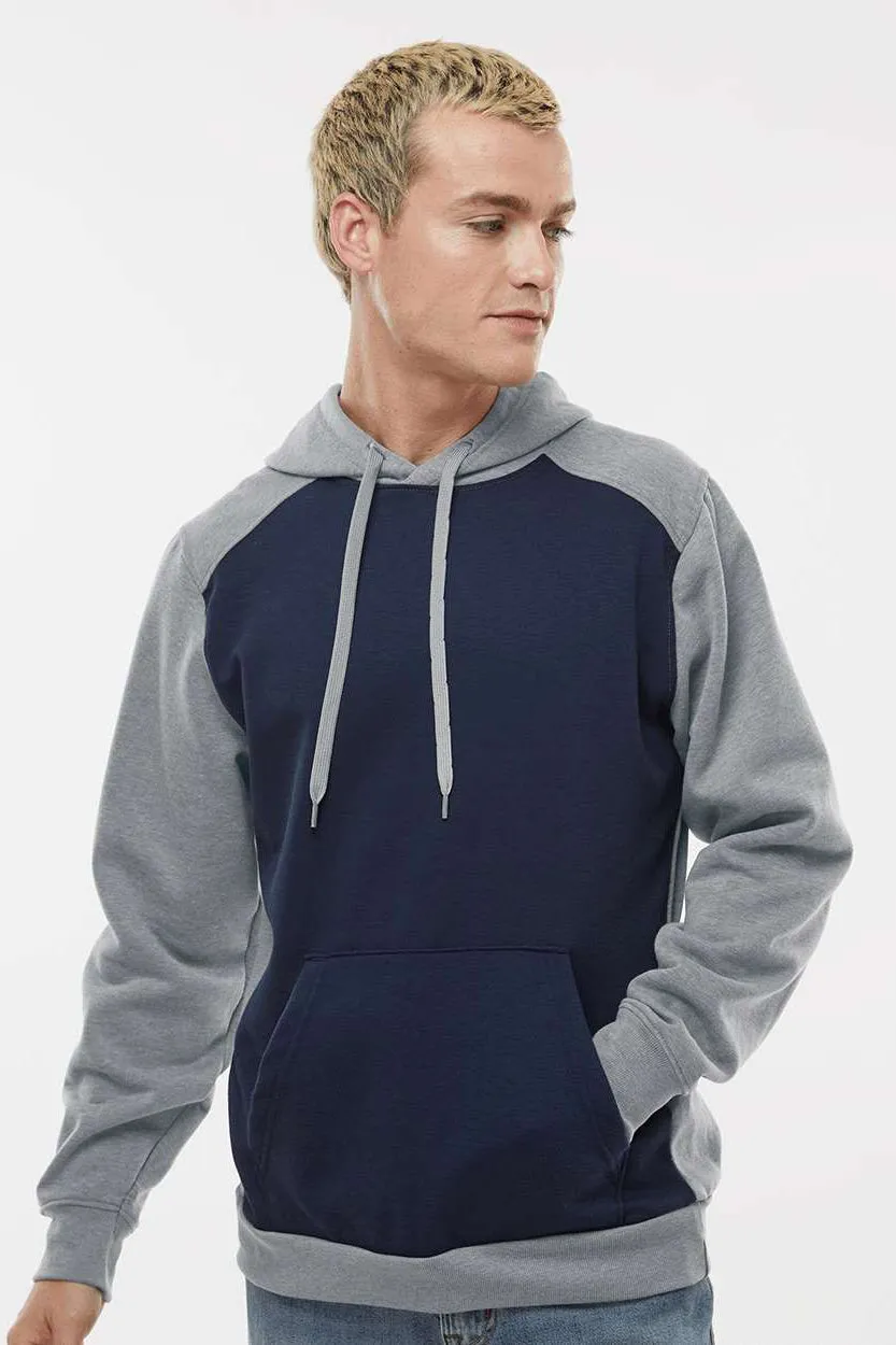 Augusta Sportswear Herren Eco Revive 3-Jahreszeiten Fleece Kapuzenpullover Hoodie mit Beuteltasche - Marineblau/Heather Grau