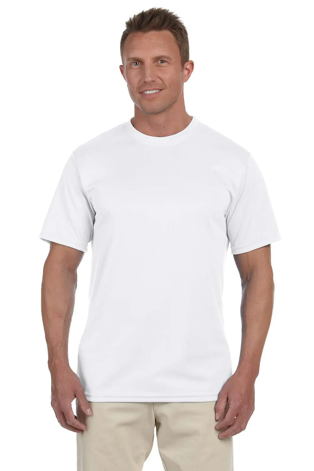 Augusta Sportswear Herren Feuchtigkeitstransportierendes Kurzarm-T-Shirt mit Rundhalsausschnitt - Weiß