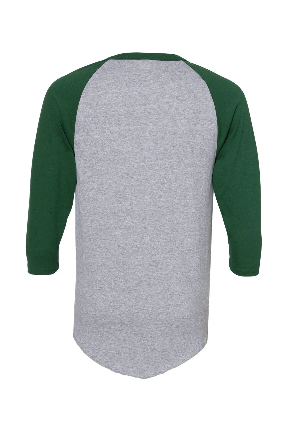 Augusta Sportswear Herren Raglan 3/4-Ärmel Rundhals T-Shirt - Heather Grau/Dunkelgrün