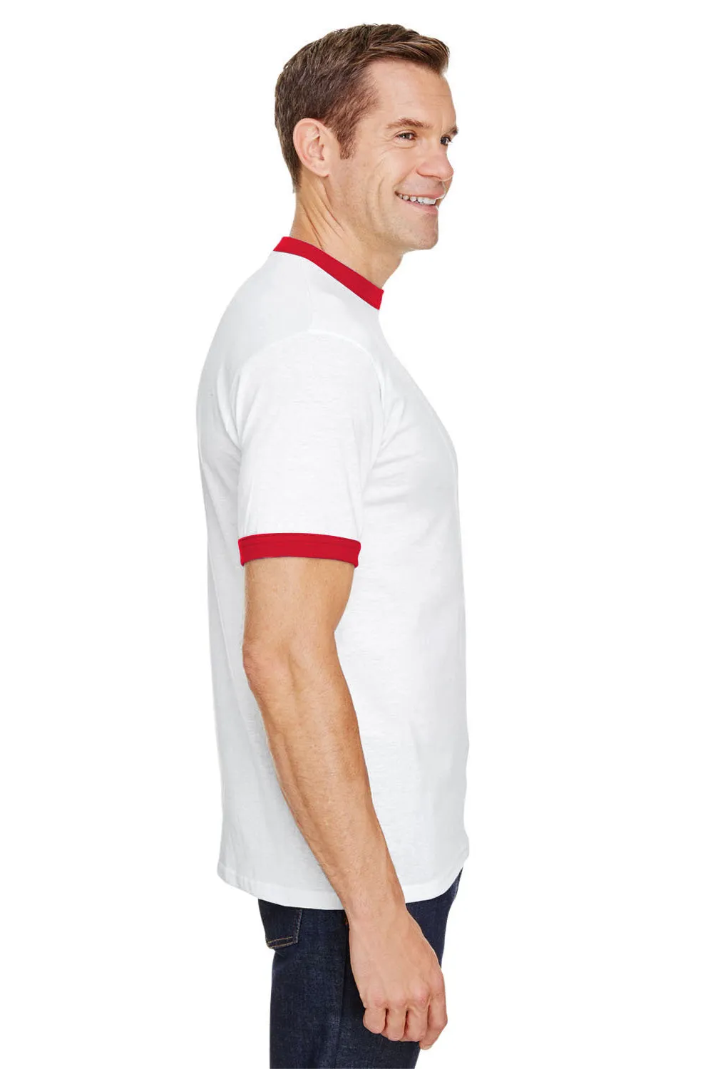Augusta Sportswear Herren Ringer Kurzarm Rundhals T-Shirt - Weiß/Rot