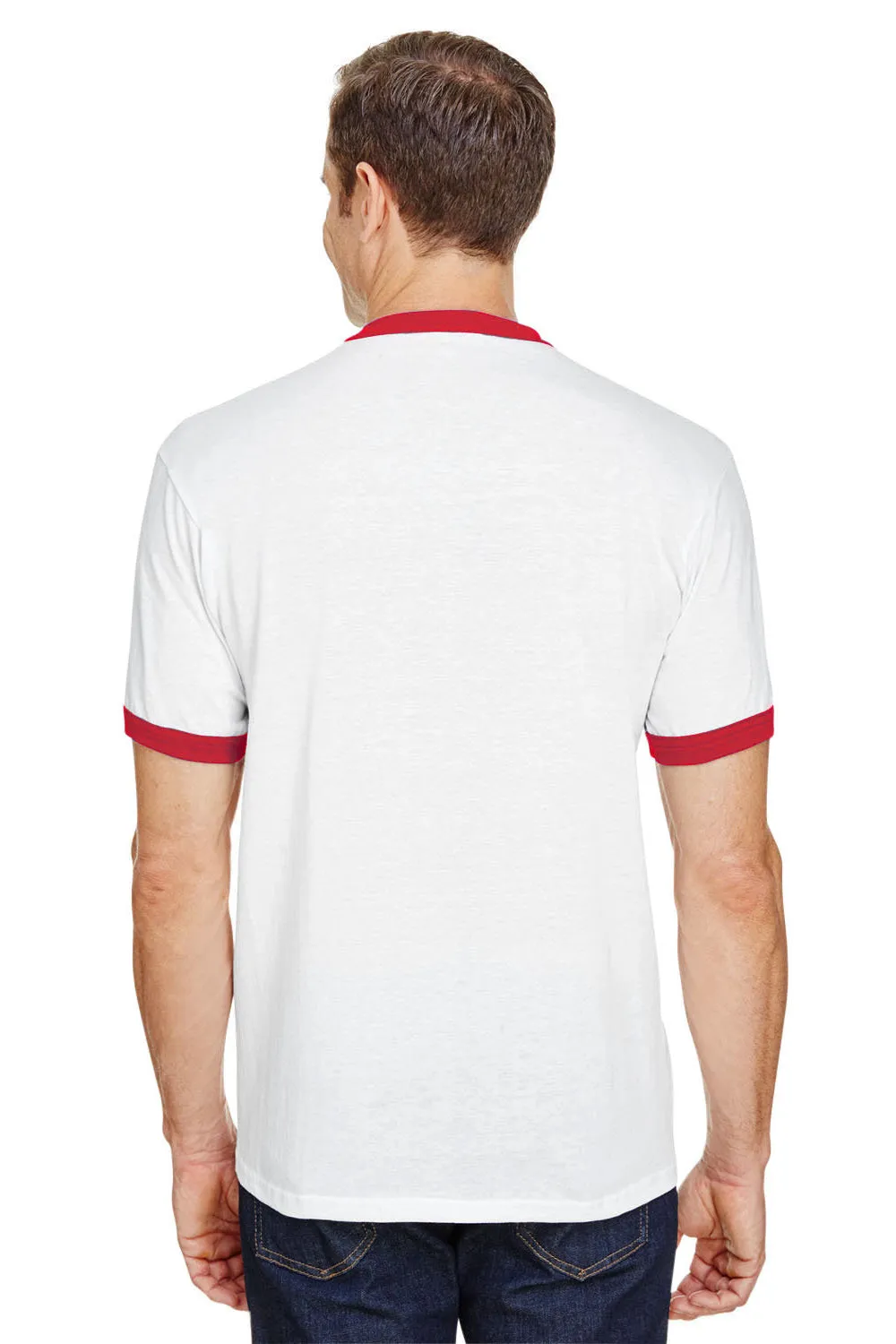 Augusta Sportswear Herren Ringer Kurzarm Rundhals T-Shirt - Weiß/Rot