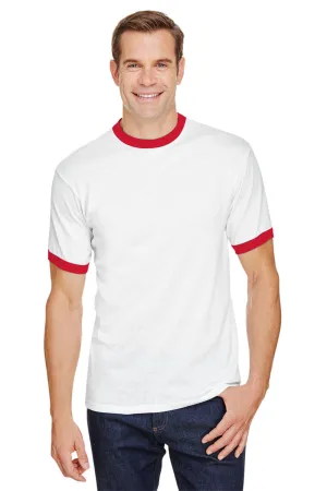 Augusta Sportswear Herren Ringer Kurzarm Rundhals T-Shirt - Weiß/Rot