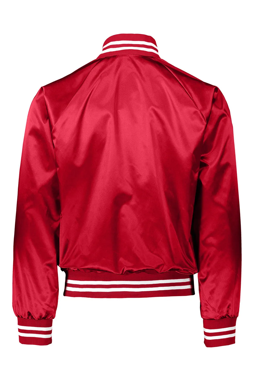 Augusta Sportswear Herren wasserabweisende Snap-Front Satin Baseballjacke mit gestreiftem Besatz - Rot/Weiß