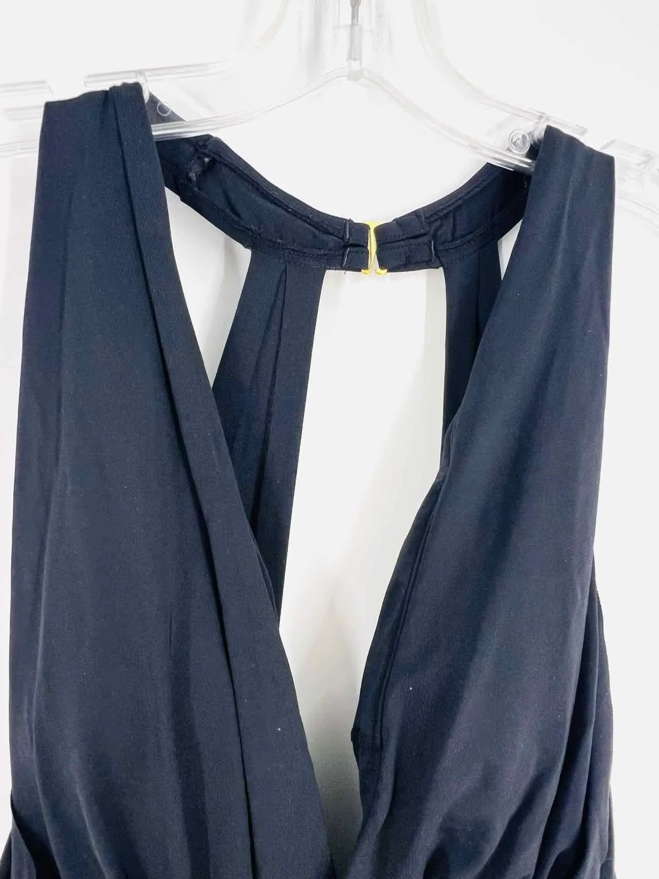 Badgley Mischka Größe 8 Schwarz/Grau gestreiftes Rüschen-Badeanzug