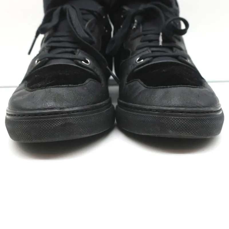 Balenciaga High-Top-Sneakers aus schwarzem Leder & Samt Größe 40