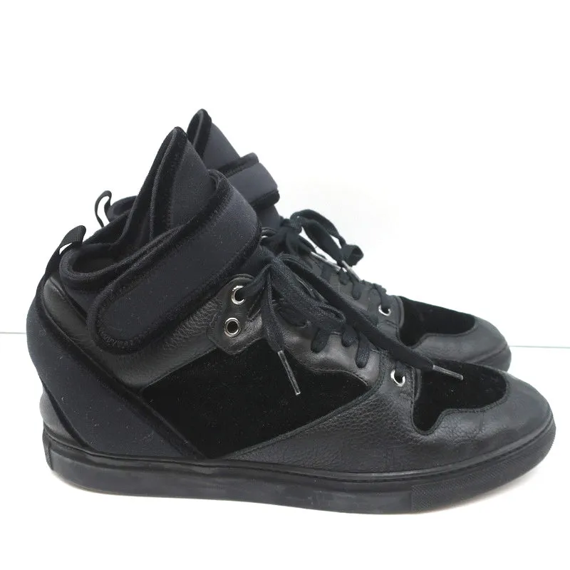 Balenciaga High-Top-Sneakers aus schwarzem Leder & Samt Größe 40