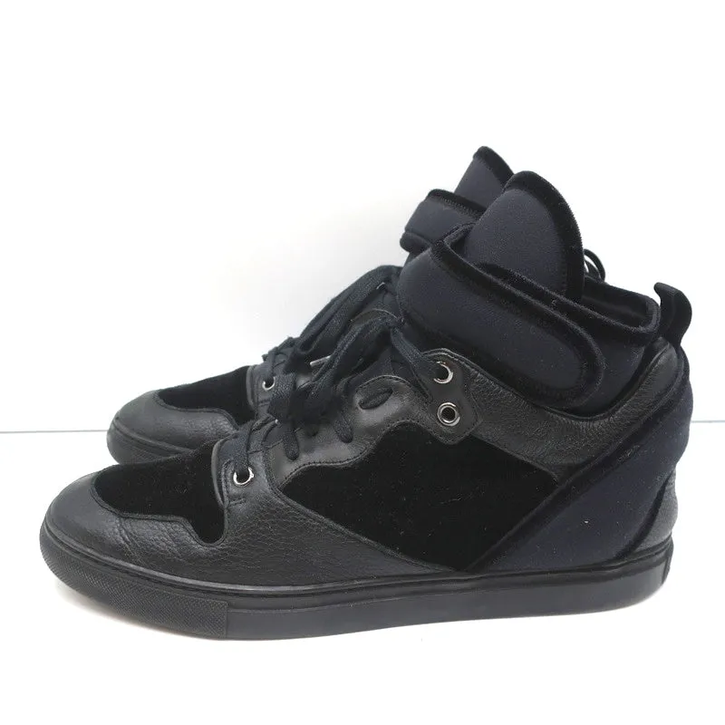 Balenciaga High-Top-Sneakers aus schwarzem Leder & Samt Größe 40