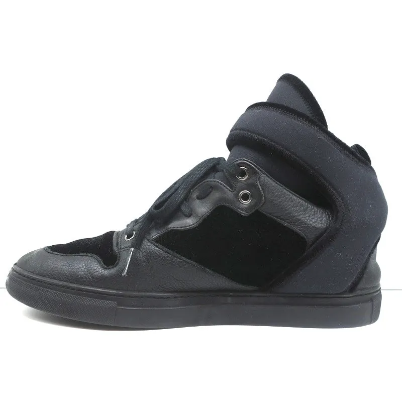Balenciaga High-Top-Sneakers aus schwarzem Leder & Samt Größe 40