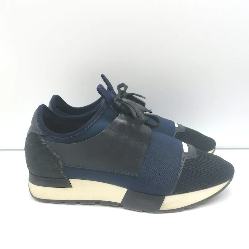 Balenciaga Race Runner Sneakers Marineblau Leder & Mesh Größe 37
