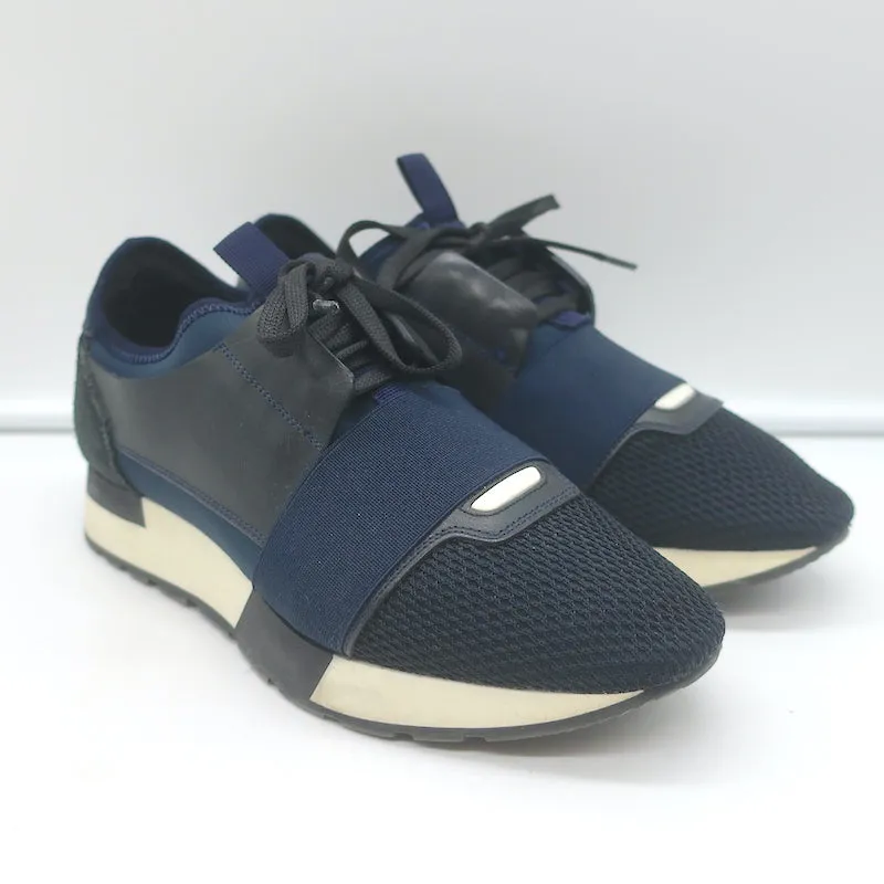 Balenciaga Race Runner Sneakers Marineblau Leder & Mesh Größe 37