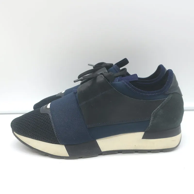 Balenciaga Race Runner Sneakers Marineblau Leder & Mesh Größe 37