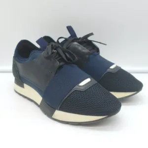 Balenciaga Race Runner Sneakers Marineblau Leder & Mesh Größe 37