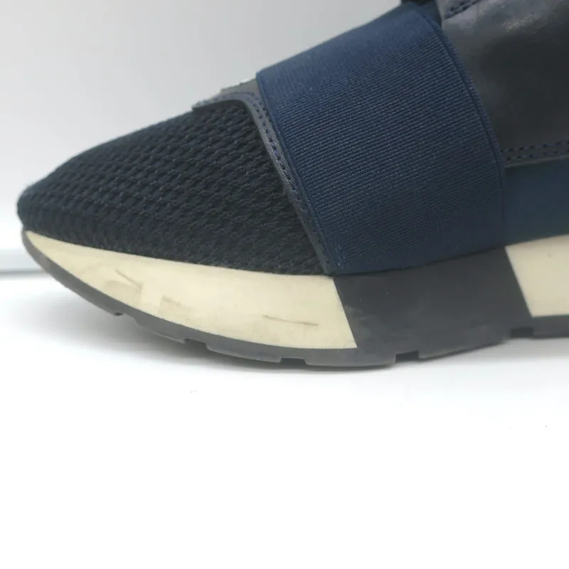 Balenciaga Race Runner Sneakers Marineblau Leder & Mesh Größe 37