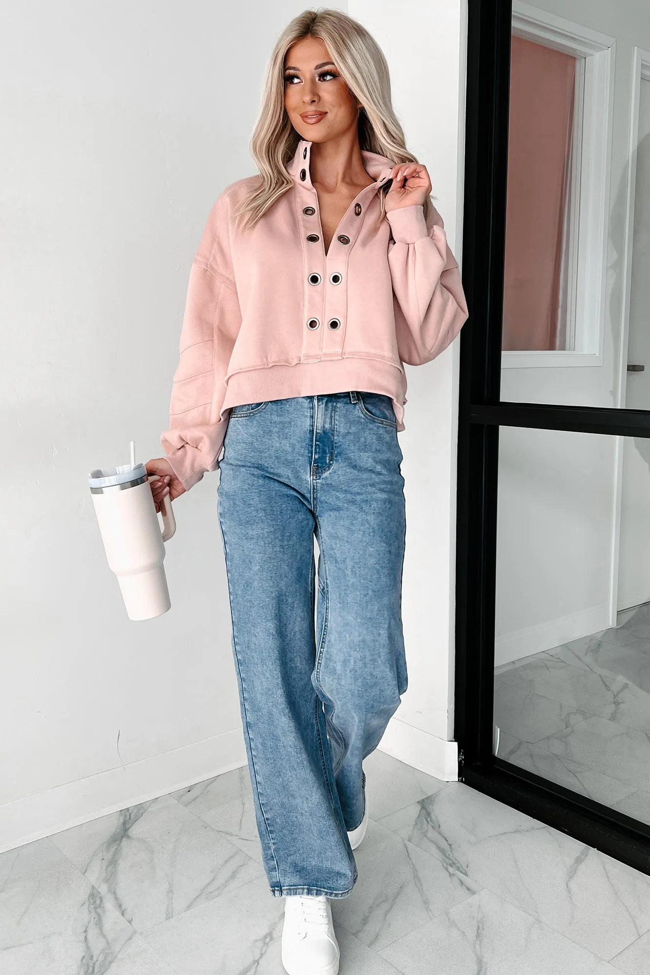 Produktiver Grommet-Detail-Pullover (Mauve)