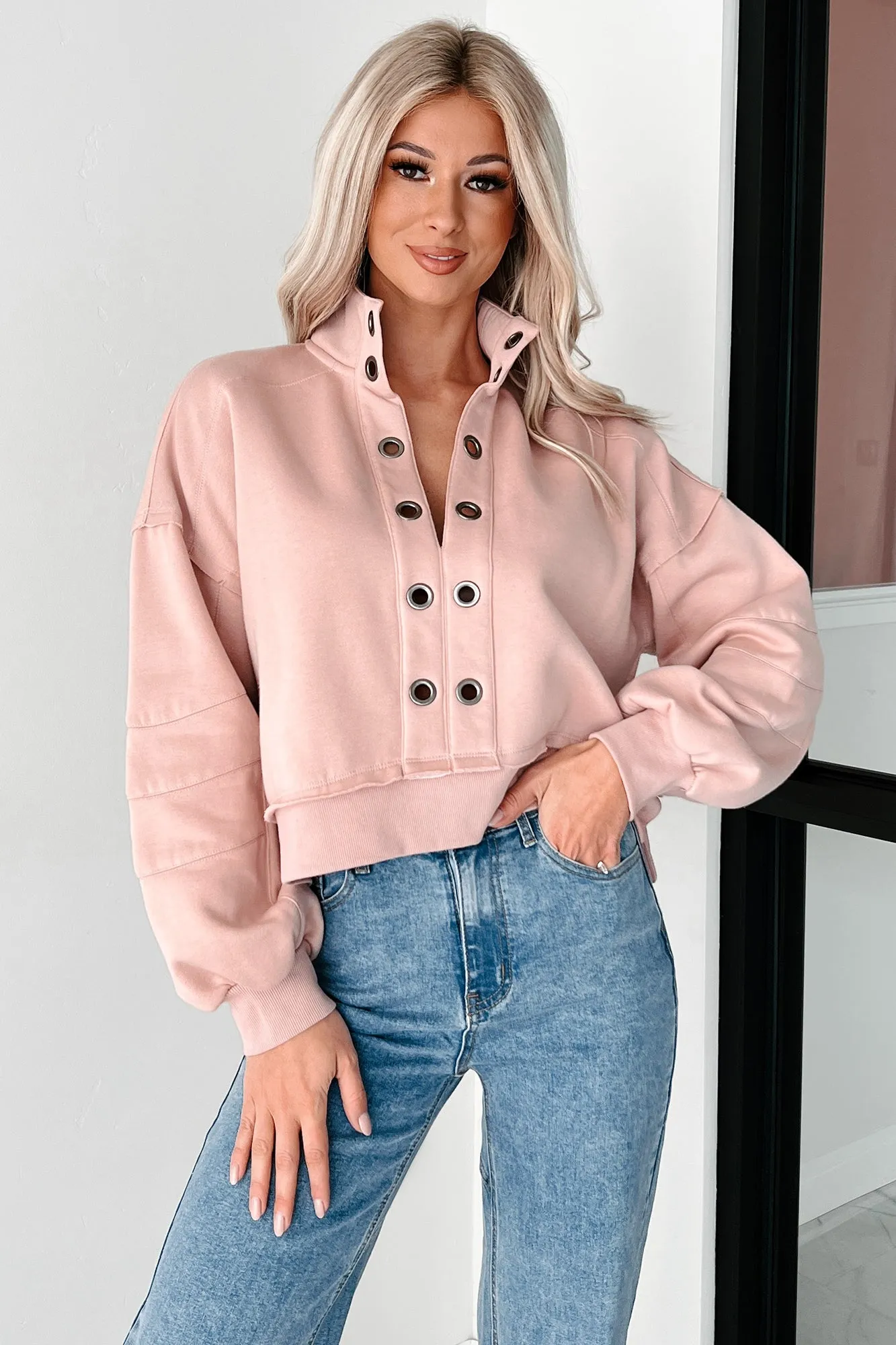 Produktiver Grommet-Detail-Pullover (Mauve)