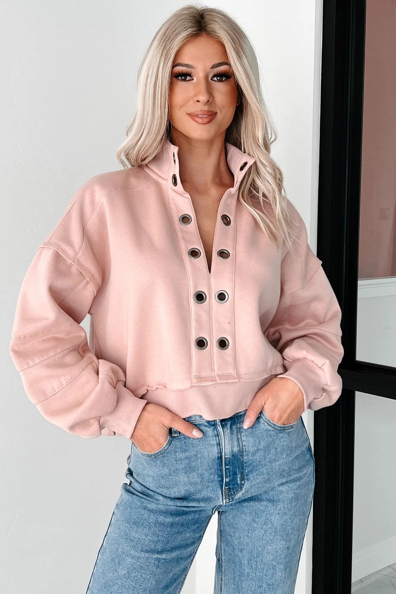 Produktiver Grommet-Detail-Pullover (Mauve)