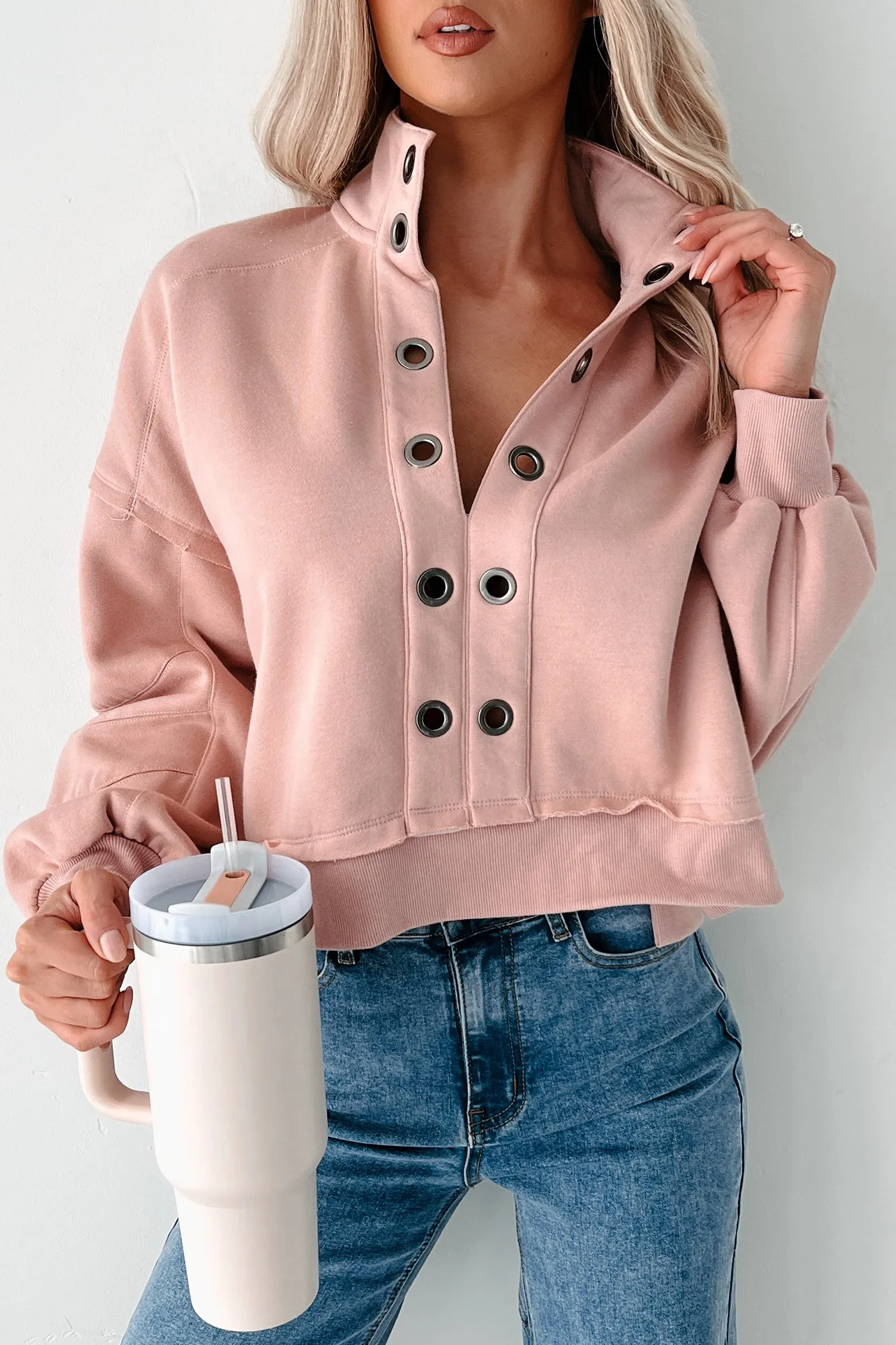 Produktiver Grommet-Detail-Pullover (Mauve)
