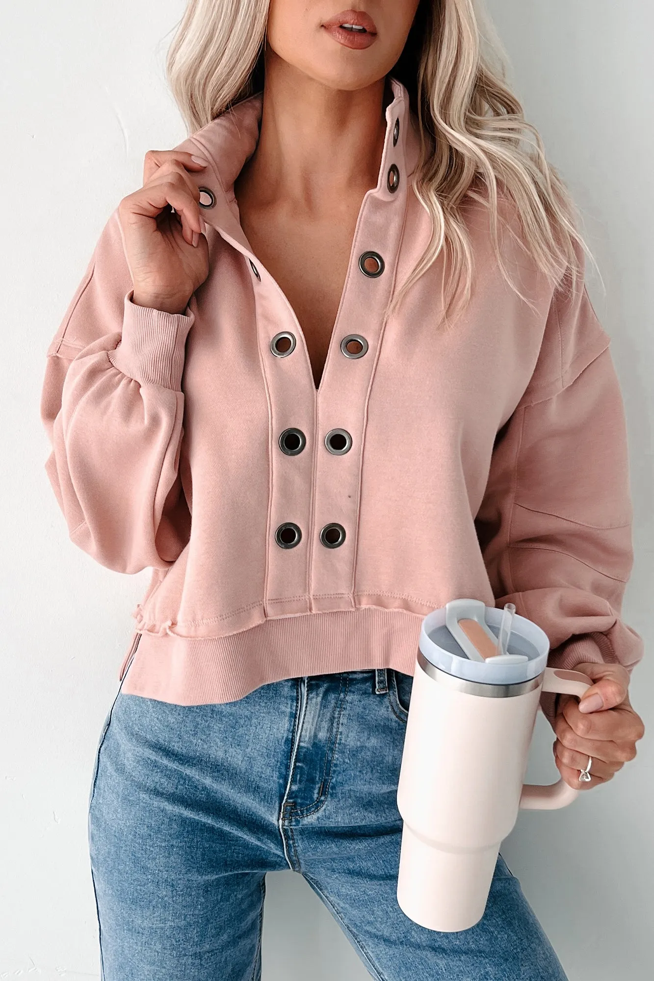 Produktiver Grommet-Detail-Pullover (Mauve)