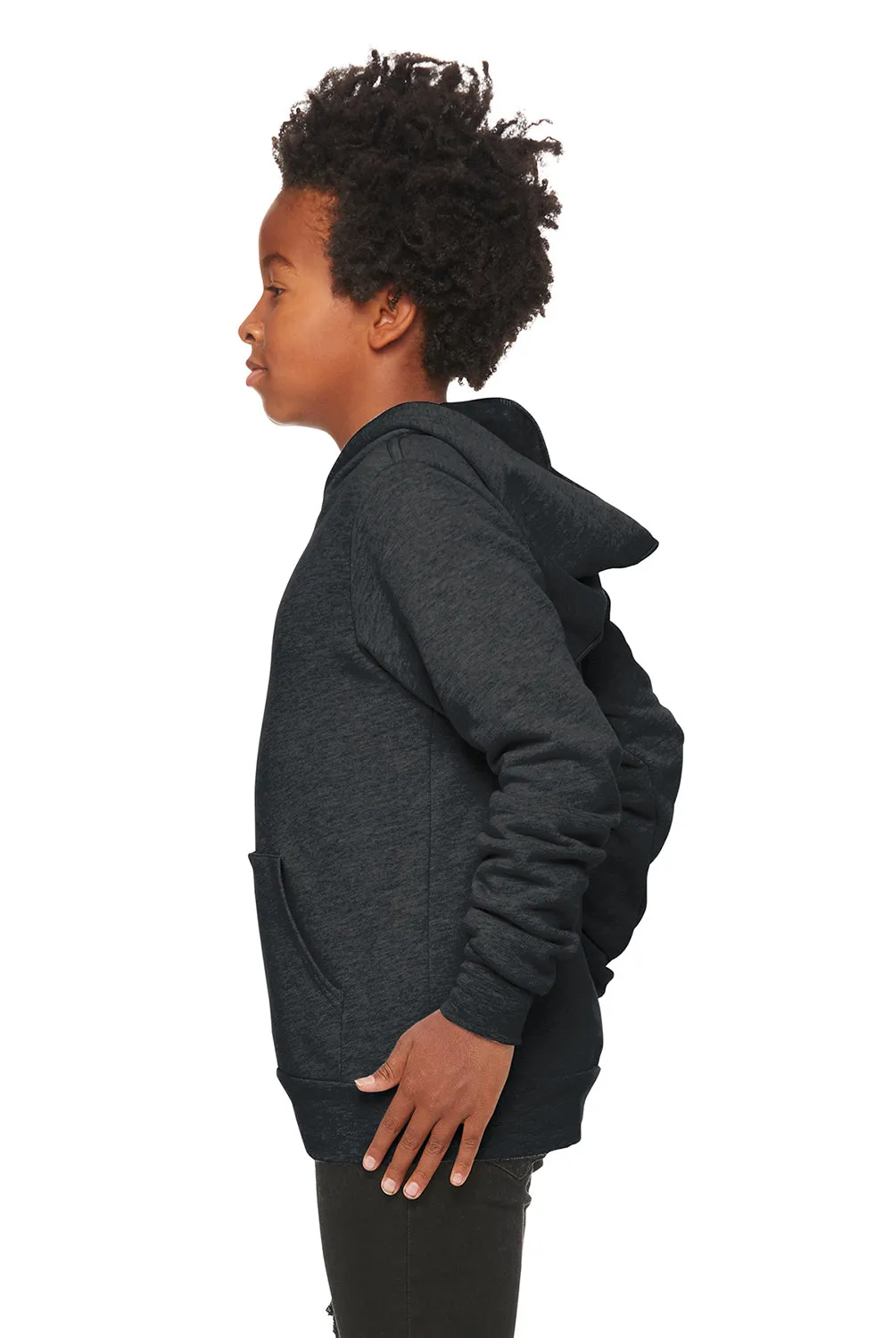 Bella   Canvas Jugend Sponge Fleece Kapuzenpullover Hoodie mit Beuteltasche - Heather Dunkelgrau