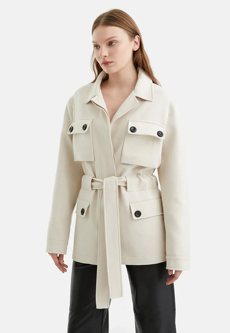 Gürteliger Flauschiger Jacke