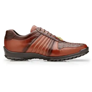 Belvedere Exotische Leder Schuhe Belvedere Astor in Antik Sport Echter Kaiman Krokodil & Weiches Kalbsleder Sneakers