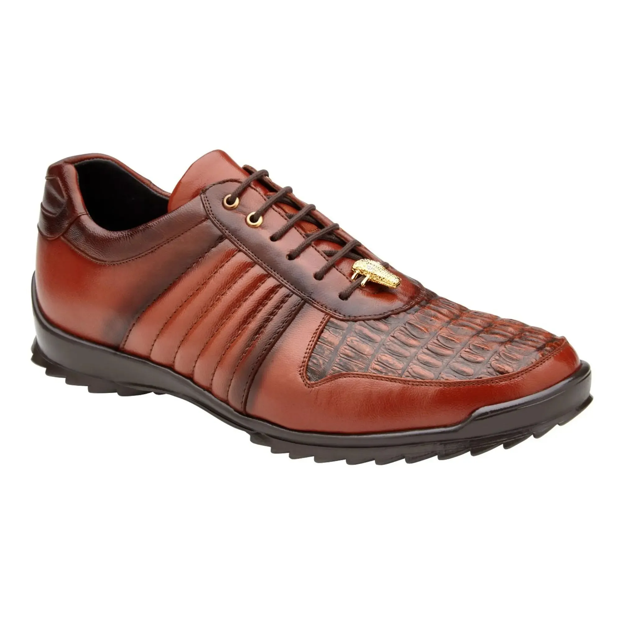 Belvedere Exotische Leder Schuhe Belvedere Astor in Antik Sport Echter Kaiman Krokodil & Weiches Kalbsleder Sneakers